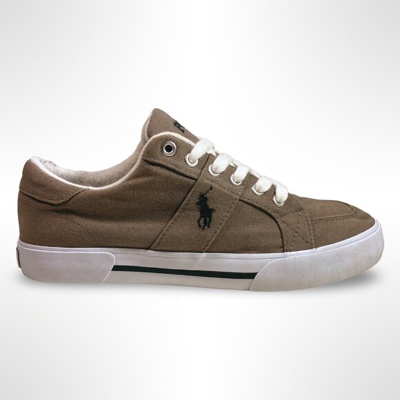 Polo Ralph Lauren 8d Gray Canvas Humberto Shoes 8D Men's Casual Sneakers - Picture 4 of 9